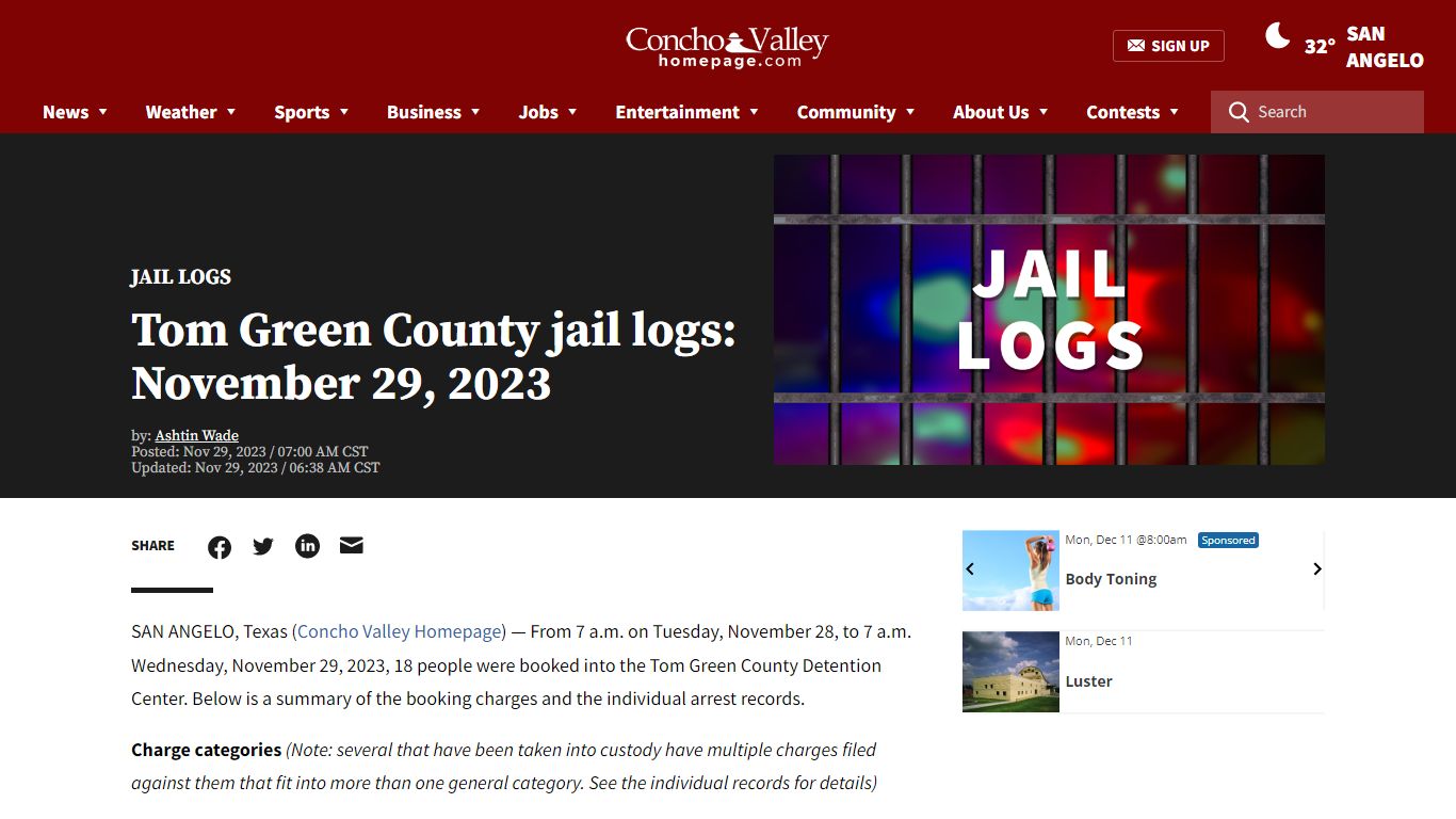 Tom Green County jail logs: November 29, 2023
